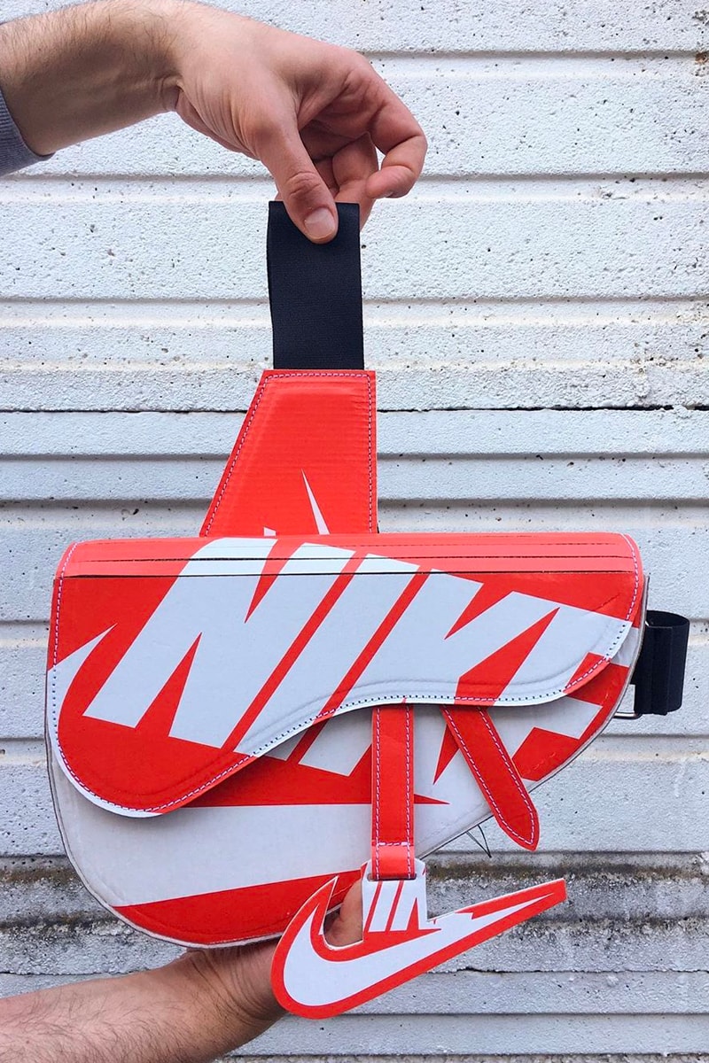 ナイキ ディオール Nike のシューボックスを再構築した DIOR サドルバッグが登場? camera60studio Nike Shoebox Dior Saddle bag Custom Info Matteo Bastiani Chiara Rivituso