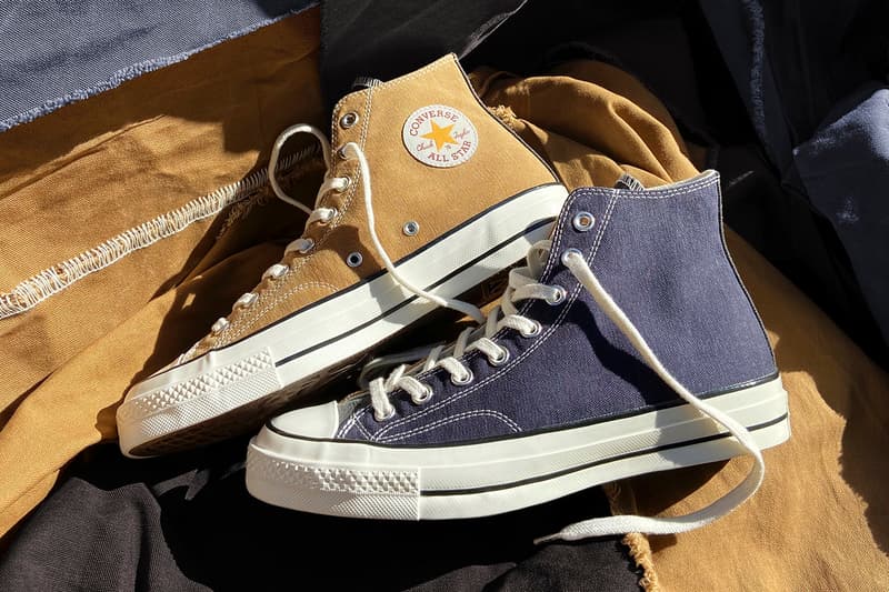 カーハート ワークインプログレス コンバース “リニュー” チャック70 Carhartt WIP × Converse “Renew” からヴィンテージのワークウェアを再構築した Chuck 70 がリリース carhartt wip converse chuck 70 taylor renew sustainable recycled upcycled workwear buy cop purchase unique release details