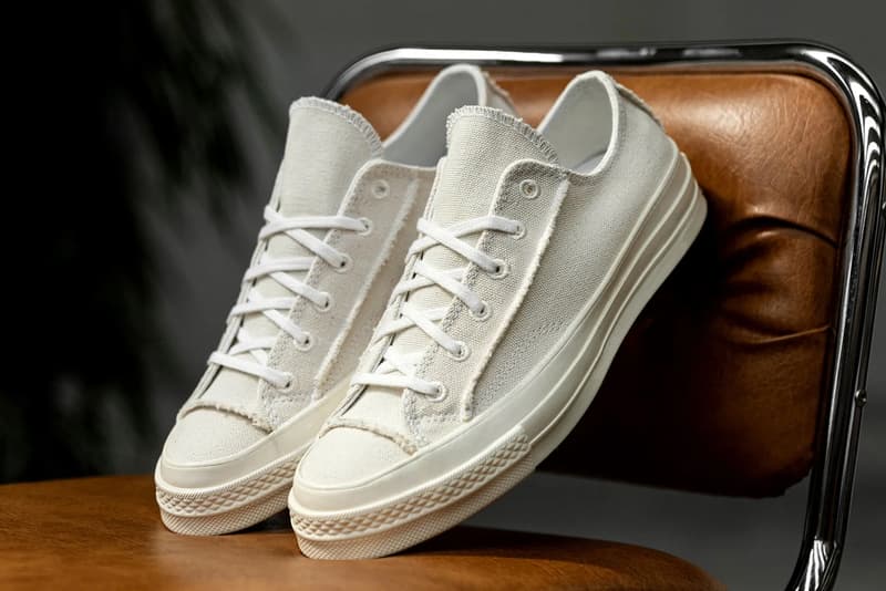 コンバース チャックテイラー オールスター Converse のサスティナブルライン “Renew” から工場の廃材を用いた Chuck Taylor All Star '70 の新作が登場 converse chuck 70 hi ox upcycled recycled canvas 167750C 167749C egret natural release date info photos price