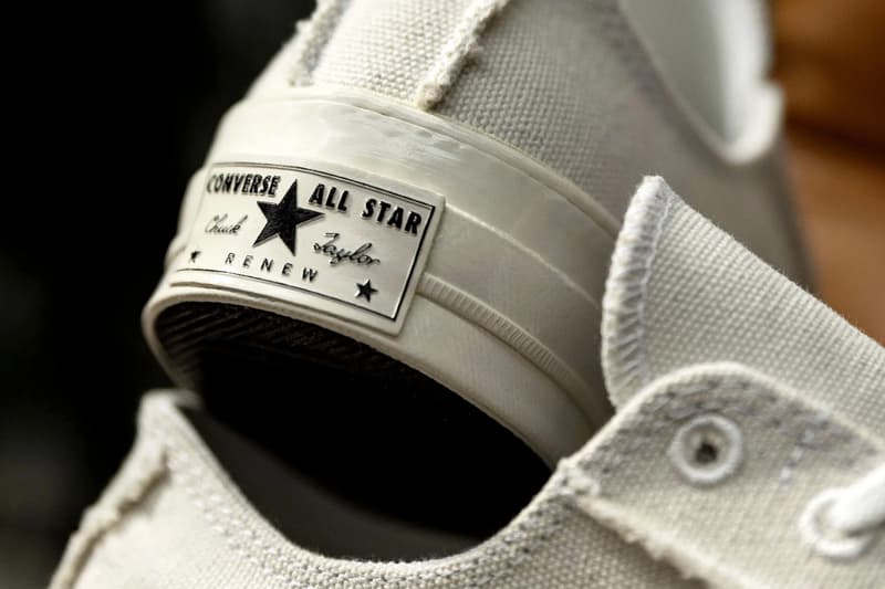 コンバース チャックテイラー オールスター Converse のサスティナブルライン “Renew” から工場の廃材を用いた Chuck Taylor All Star '70 の新作が登場 converse chuck 70 hi ox upcycled recycled canvas 167750C 167749C egret natural release date info photos price