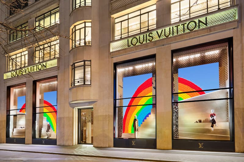 Louis Vuitton が従業員や子供たちを動員したアートプロジェクト“The Rainbow Project”を始動 Louis Vuitton The Rainbow Project Window Designs Paris Madrid Rome Frankfurt Madrid Milan Rainbows Drawings Animations Local