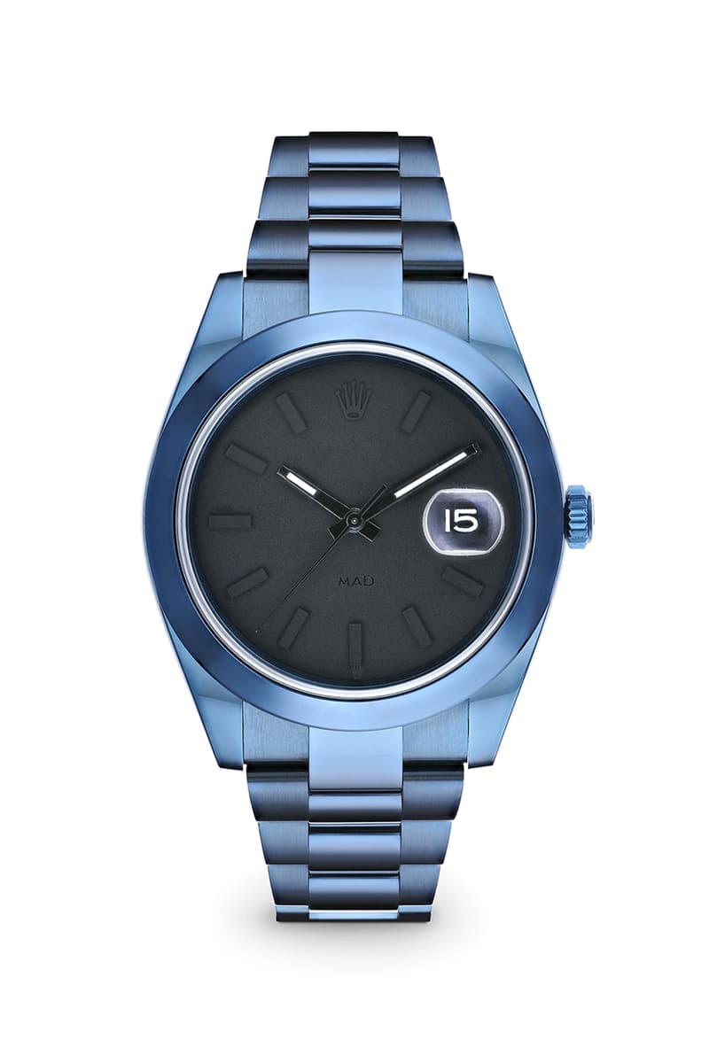 MAD Paris より色鮮やかな Rolex Day-Date と Datejust 41 のカスタムウォッチ2型が登場 MAD Paris Rolex Day-Date Blue Dial, Sapphire Bezel (Black) Rolex Datejust 41 With Ghost Dial (Blue) Release Information Watches Expensive Luxury Dover Street Market London DSM