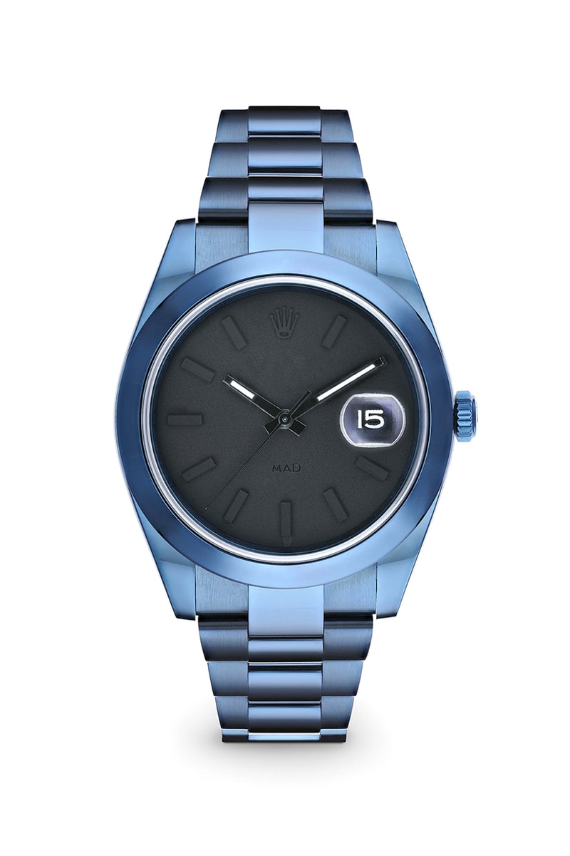 MAD Paris より色鮮やかな Rolex Day-Date と Datejust 41 のカスタムウォッチ2型が登場 MAD Paris Rolex Day-Date Blue Dial, Sapphire Bezel (Black) Rolex Datejust 41 With Ghost Dial (Blue) Release Information Watches Expensive Luxury Dover Street Market London DSM