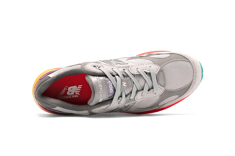 夏らしいマルチカラーのソールを装備した新作 New Balance 992 が登場 new balance 992 runner sneaker shoes multi color sole midsole 