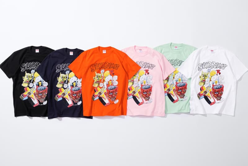 シュプリーム Supreme 2020年春夏コレクション発売アイテム - Week 12 Daniel Johnston(ダニエル・ジョンストン)とのコラボカプセルをはじめ、リップストップ素材のユーティリティジャケット、胸元にボックスロゴがワンポイントで施されたフーディ、後染め加工のロングスリーブのトップス、テーラードのセットアップ、〈KANGOL(カンゴール)〉とのコラボヘッドウェア、「Mechanix Wear(メカニクス ウェア)」製のグローブ、ボックスロゴが構成された折り畳みチェアーなどが並ぶ。