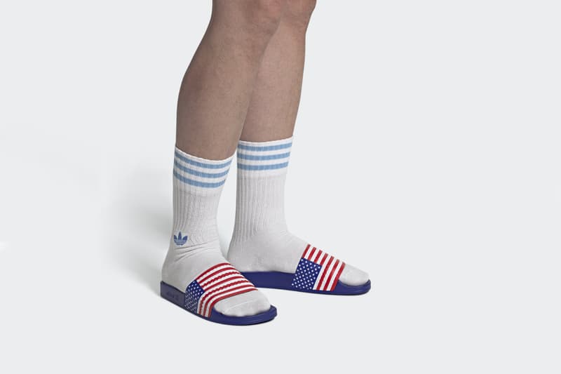 アディダスのアディレッタに国旗柄が登場 adidas adilette country nation flag ss20 britain england france netherlands italy germany spain usa info release
