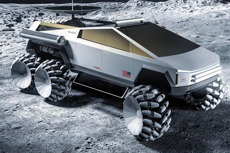 月面を走行する近未来的な Tesla Cybertruck が登場? Charlie Automotive Tesla Cybertruck Lunar Rover Concept renders moon landing rover Tesla Elon Musk cybermoon suvs evs