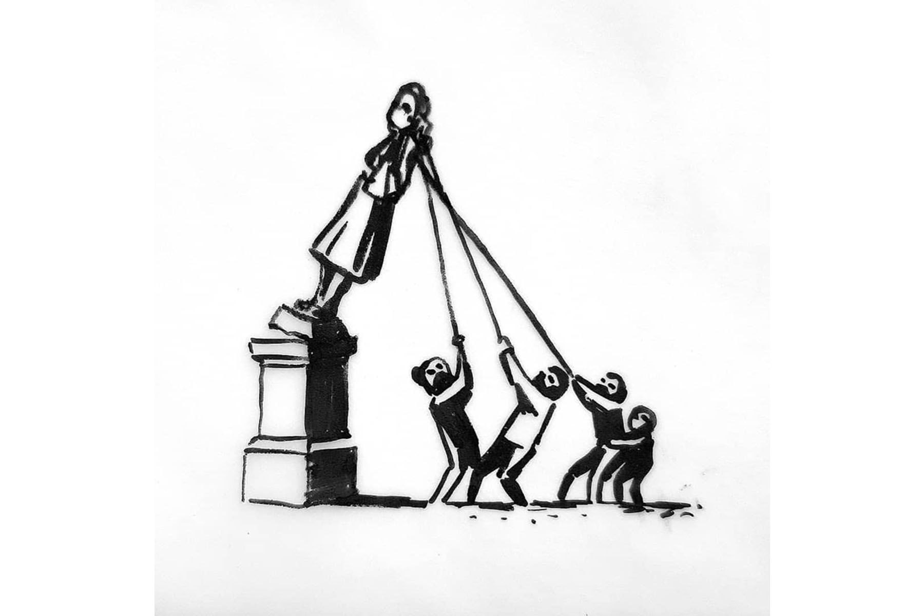 バンクシー Banksy が英ブリストルの奴隷商人像の投棄に対する作品をアップ banksy edward colston statue proposal slavery links london 