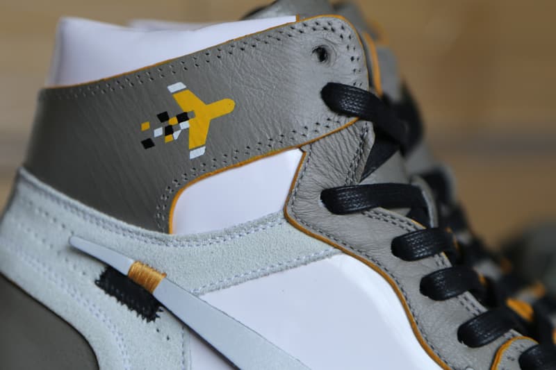 飛行機の廃材を用いたオフホワイト x エアジョーダン1が登場 Off-White x Air Jordan 1 the ten Custom sneakers shoes Made With Recycled Airplane Seats aircraft solutions usa inc ceeze customizer