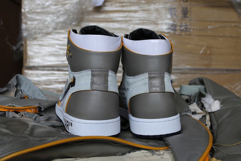 飛行機の廃材を用いたオフホワイト x エアジョーダン1が登場 Off-White x Air Jordan 1 the ten Custom sneakers shoes Made With Recycled Airplane Seats aircraft solutions usa inc ceeze customizer