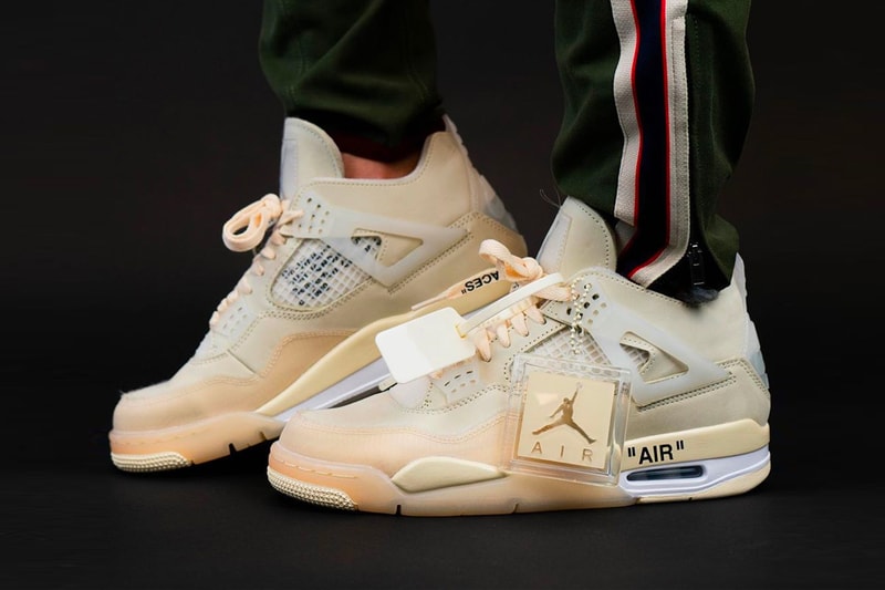 オフホワイト x エアジョーダン Off-White™ x Air Jordan 4 “Sail” にクローズアップ Off White Air Jordan 4 Sail Closer Look CV9388-100 Info Buy Price Date Release Virgil Abloh Muslin White Black WMNS womens