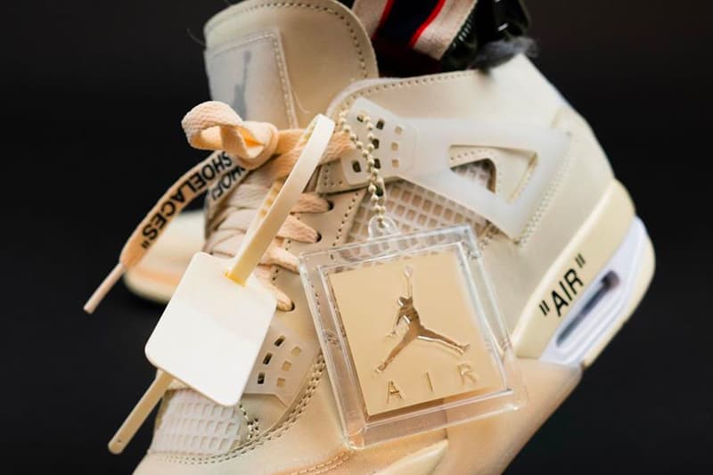 オフホワイト x エアジョーダン Off-White™ x Air Jordan 4 “Sail” にクローズアップ Off White Air Jordan 4 Sail Closer Look CV9388-100 Info Buy Price Date Release Virgil Abloh Muslin White Black WMNS womens