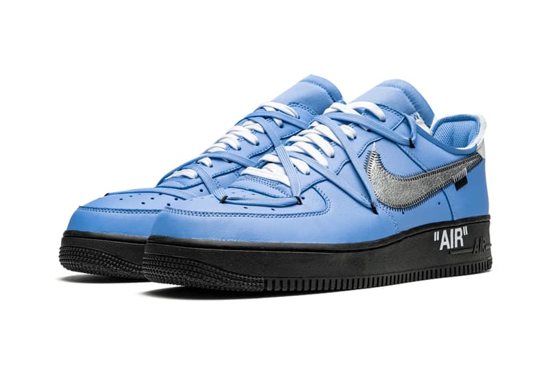 オフホワイト x ナイキエアフォース 1の未発売サンプルをチェック off white nike air force 1 mca sample stadium goods university blue black white virgil abloh louis vuitton official release date info photos price store list buying guide