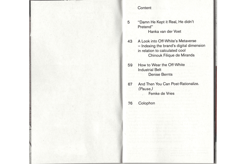 Off-White™️ に焦点を当てた ZINE 『Warehouse Review 001: People Wearing Off-White™』が登場　'People Wearing Off-White™' Zine by Warehouse Review book inside photographs essays criticism fashion industry