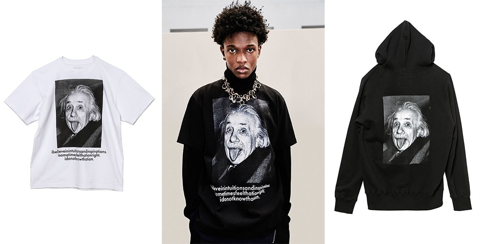 サカイからアインシュタインをフィーチャーしたTシャツ&フーディが発売 
