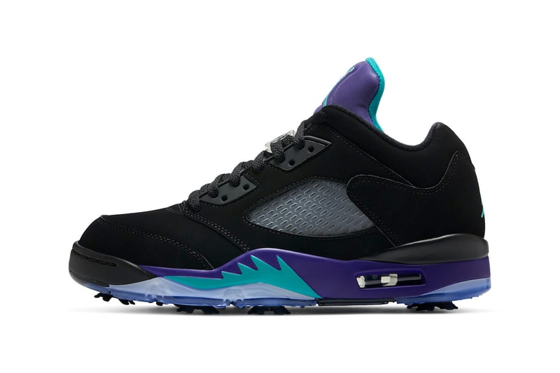 Air Jordan 5 “Black Grape”のゴルフシューズが登場 ナイキ nike エアジョーダン5 Air Jordan 5 Low Golf Black Grape Release Info CU4523-001 Date Buy Price black Purple Teal Ice New Emerald