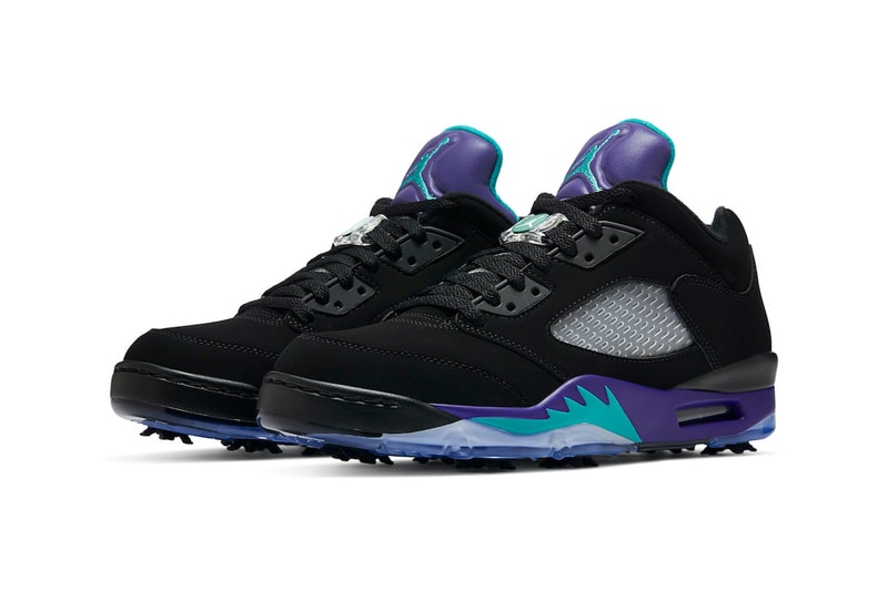 Air Jordan 5 “Black Grape”のゴルフシューズが登場 ナイキ nike エアジョーダン5 Air Jordan 5 Low Golf Black Grape Release Info CU4523-001 Date Buy Price black Purple Teal Ice New Emerald