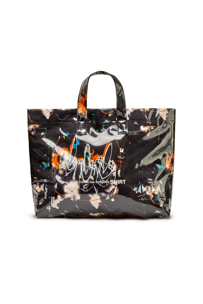 Futura x COMME des GARÇONS SHIRT がコラボコレクションを発表 Futura x COMME des GARÇONS SHIRT Fall/Winter 2020 Collection Collaboration Release Drop Closer Look Shirts Mens Tote Bags Coach Jacket T-Shirts FW20 Rei Kawakubo Graffti Colorful Print