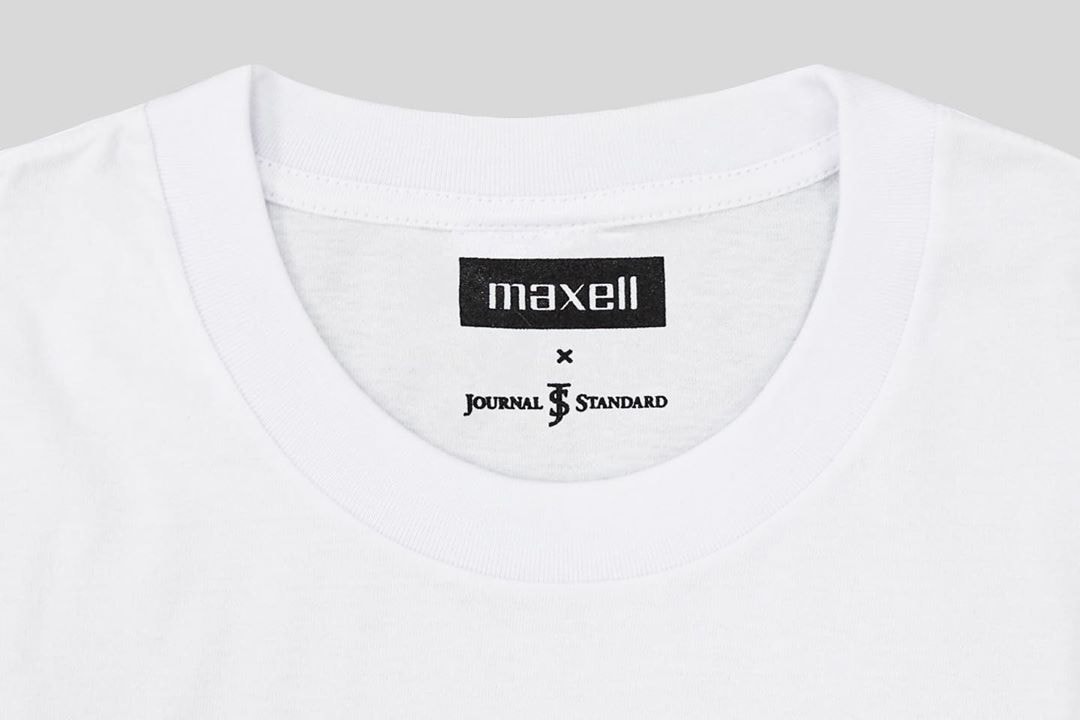 JOURNAL STANDARD と電気メーカー Maxell がコラボTシャツを発表 JOURNAL STANDARD Drops Nostalgic Maxell T-Shirt Collection blown away guy cassette tapes cds music '90s '80s recordings 