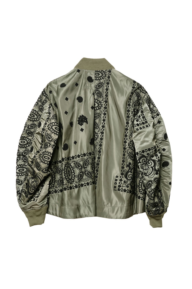 サカイ ジェム ドーバー 銀座 DOVER STREET MARKET GINZA DSM 限定展開の sacai gem からペイズリー柄を刺繍で施したMA-1が発売