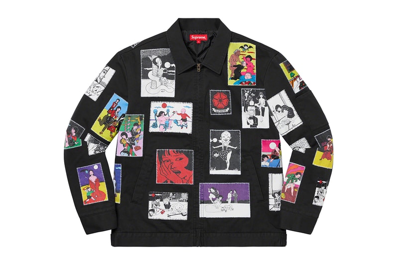 シュプリーム Supreme 2020年秋冬コレクション ジャケット いつも通り、ライトアウターから真冬仕様のダウンまで幅広いアイテムがラインアップ。なかでもLee Scratch Perry（リー・スクラッチ・ペリー）のアートワークを用いたデニムジャケット、定番パートナー〈VANSON（バンソン）〉のレザージャケット、GORE TEX 700-Fill ダウンジャケット、2019年秋冬シーズンに続いて招聘された〈葵産業〉とのコラボによるMA-1、2019年に他界した絵師・佐伯俊男のアートワークを随所にあしらったジャケット、こちらも2019年秋冬に続く登場となる〈Fox Racing（フォックス レーシング）〉製ジャケット、老舗ワークウェアブランド〈RefrigiWear（リフリッジウェア）〉とチームアップしたジャケット&ベスト、2011年秋冬コレクションのムービーから抜いた空中写真を全面プリントしたジップアップジャケット、アニメ『スマーフ（The Smurfs）』とのキャラクターを配置した迷彩柄のGORE TEXジャケットなどが並ぶ。