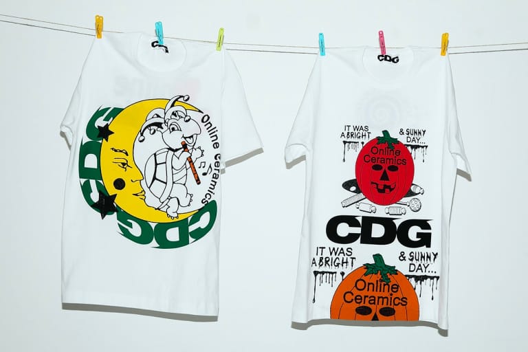 CDG と Online Ceramics がハロウィン要素満載なコラボTシャツを発表