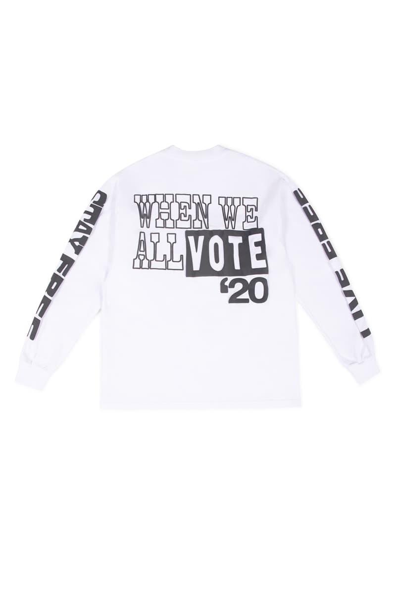 DOVER STREET MARKET が選挙投票の参加を促すべくSTÜSSY や Off-White™️ など25組を招聘したコレクションを発表 Dover Street Market x When We All Vote WWAV Capsule Collection USA NY LA Los Angeles New York Michelle Obama Alastair McKimm Alex Israel Ari Marcopoulos Bravado Beastie Boys Guns N’ Roses Selena Gomez Cactus Plant Flea Market Cam Hicks Dan Colen – Sky High Farm Denim Tears Exchange Program Goodfight Honey Dijon Hood By Air Ignored Prayers Infinite Archives artwork by Adeshola Makinde IRAK Marc Jacobs Maroon World Matt McCormick Midland Agency Off - White Sci - Fi Fantasy Stüssy Vaquera