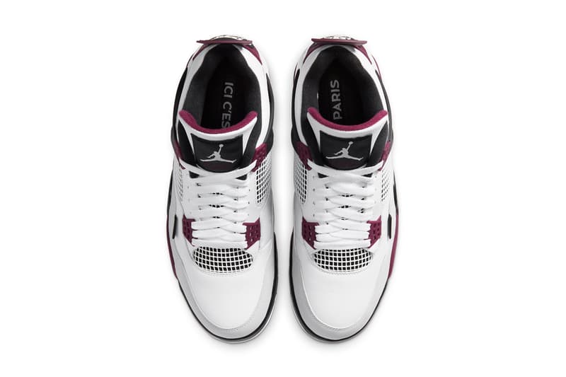 Jordan Brand x PSG によるファン垂涎の最新コラボ Air Jordan 4 が登場 Nike Jordan Brand Air Jordan 4 Paris Saint-Germain FC PSG Jumpman "Bordeaux" Purple Wine France Football Club AJ4 Michael Jordan Black White Neutral Gray