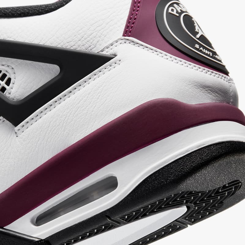 Jordan Brand x PSG によるファン垂涎の最新コラボ Air Jordan 4 が登場 Nike Jordan Brand Air Jordan 4 Paris Saint-Germain FC PSG Jumpman "Bordeaux" Purple Wine France Football Club AJ4 Michael Jordan Black White Neutral Gray