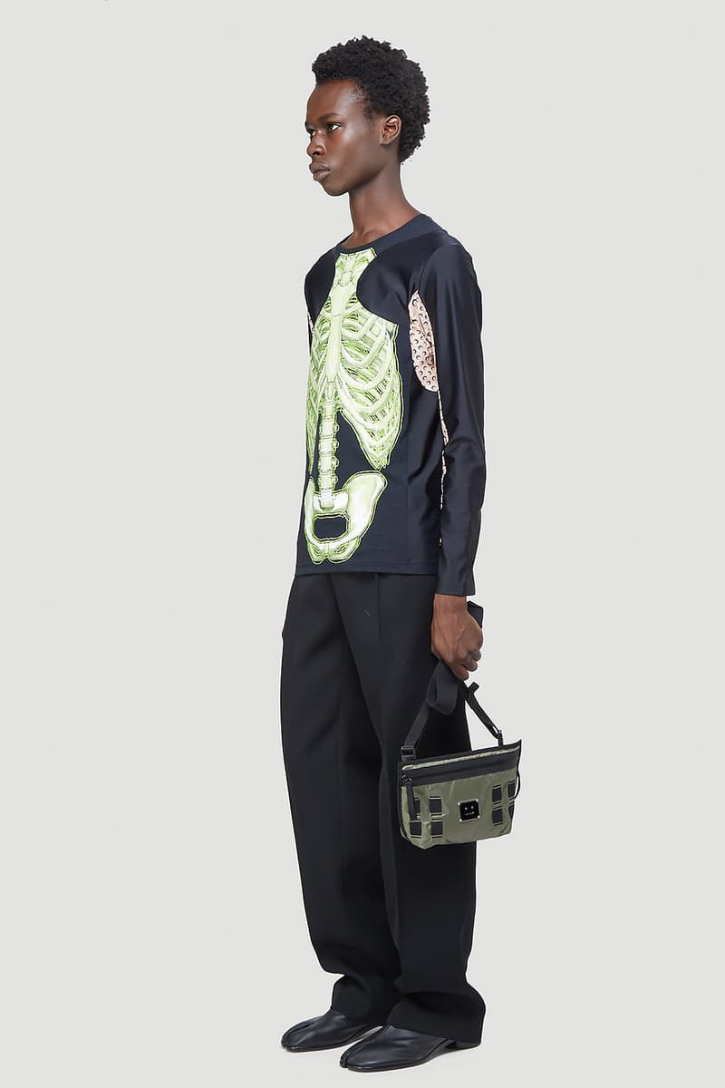 Marine Serre がハロウィンシーズンに向けて最新ロングスリーブTシャツを発売 Marine Serre Skeleton Long-Sleeve T-Shirt Black Half Moon Print Tight Top Unisex LN-CC Halloween Fall Winter 2020 FW20 Neon Green Graphic Spooky