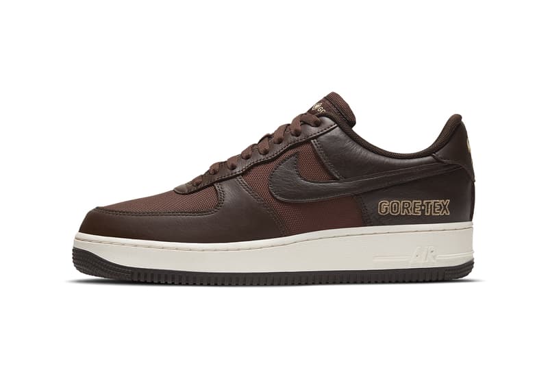 ゴアテックスを使ったナイキエアフォース1 GORE-TEX® 使用の Nike Air Force 1 にさらなる新色が追加 nike sportswear air force 1 low gore tex baroque brown sail seal medium olive deepest green CT2858 200 201 official release date info photos price store list buying guide