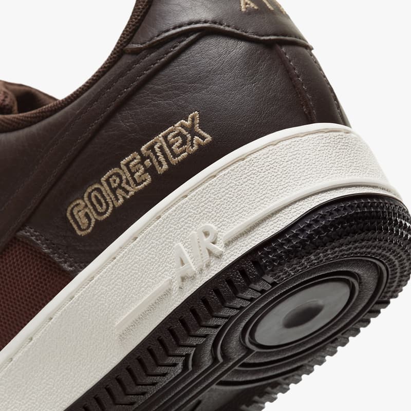 ゴアテックスを使ったナイキエアフォース1 GORE-TEX® 使用の Nike Air Force 1 にさらなる新色が追加 nike sportswear air force 1 low gore tex baroque brown sail seal medium olive deepest green CT2858 200 201 official release date info photos price store list buying guide