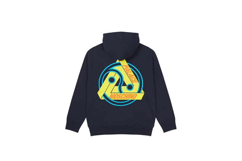 パレス スケートボード palace skateboards とモスキーノ moschino による初コラボが実現  moschino palace skateboards collection collaboration shearling jackets puffers denim hoodies t shirts release fall winter 2020 milk carton duck logo shirt jeans jacket motorcycle bell helmet jeremy scott