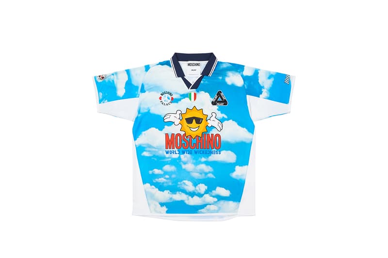 パレス スケートボード palace skateboards とモスキーノ moschino による初コラボが実現  moschino palace skateboards collection collaboration shearling jackets puffers denim hoodies t shirts release fall winter 2020 milk carton duck logo shirt jeans jacket motorcycle bell helmet jeremy scott