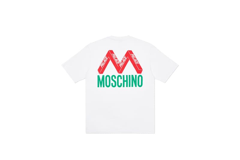 パレス スケートボード palace skateboards とモスキーノ moschino による初コラボが実現  moschino palace skateboards collection collaboration shearling jackets puffers denim hoodies t shirts release fall winter 2020 milk carton duck logo shirt jeans jacket motorcycle bell helmet jeremy scott
