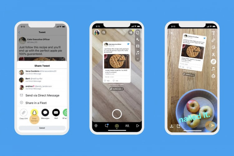 Twitter がツイートを Instagram や Snapchat 内でシェアする新機能を導入