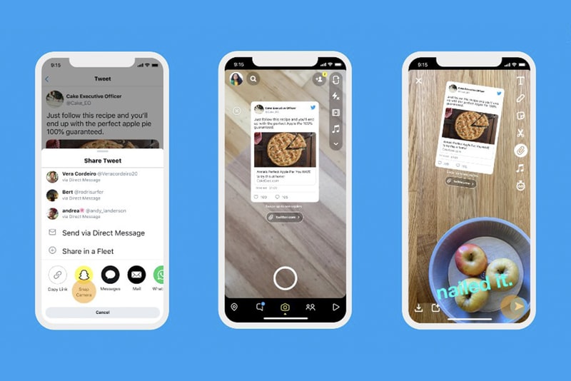 ツイッターがツイートをスナップチャットやインスタグラム内でシェアする新機能を導入 Twitter Tweets Share Instagram Snapchat social media tech technology platform updates