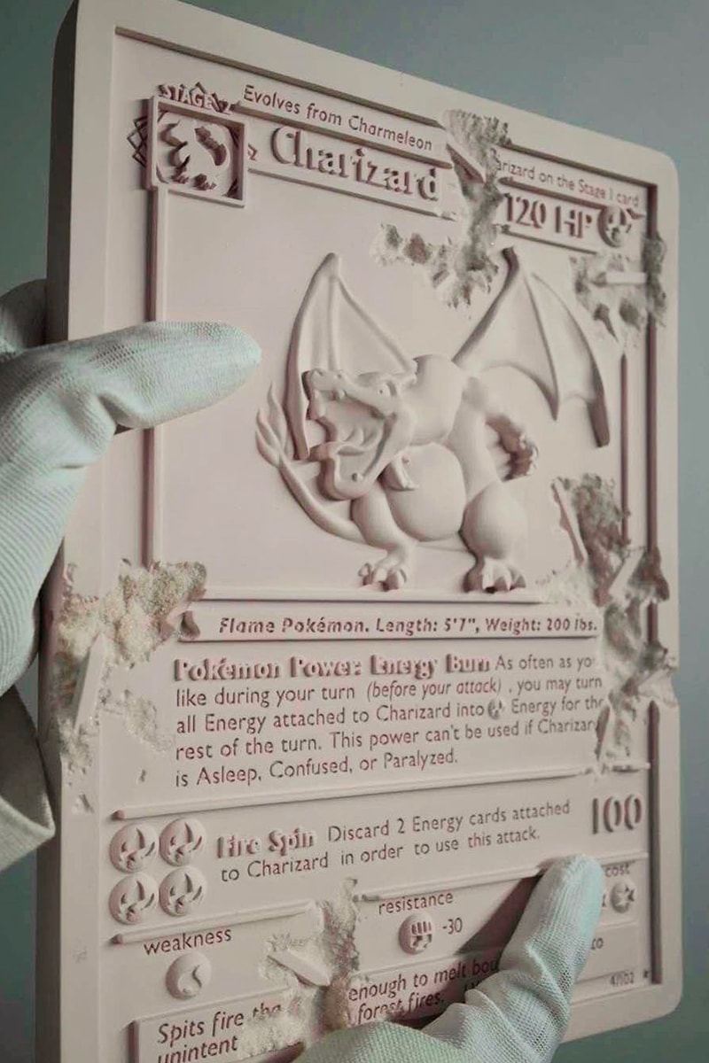 ダニエル・アーシャムが『ポケモンカード』の初期版リザードンをスカルプチャーで再現 Daniel Arsham PINK CRYSTALIZED CHARIZARD CARD Release