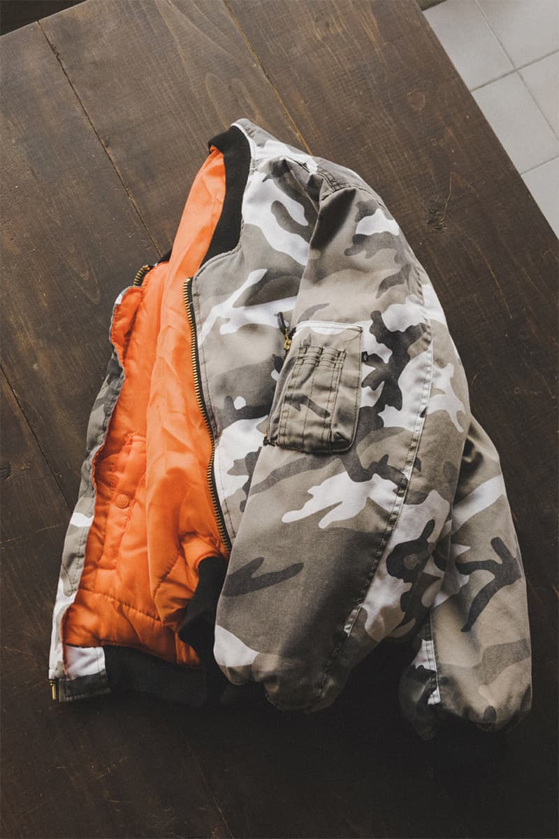 ラフシモンズのボディとして使用されたMA-1が復刻リリース FOSTEX GARMENTS Reproduction Vintage Wash Camo MA-1 Bomber Jacket HBX Exclusive Release Raf Simons Riot Fall Winter 2001 
