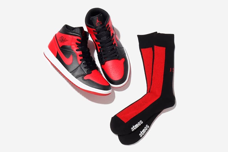 アトモスとシックストックスがAJ1 “ブレッド”のカラーを配した斬新なコラボソックスを発売 atmos and CHICSTOCKS collab for socks inspired by AIR JORDAN 1 MID "BRED" 