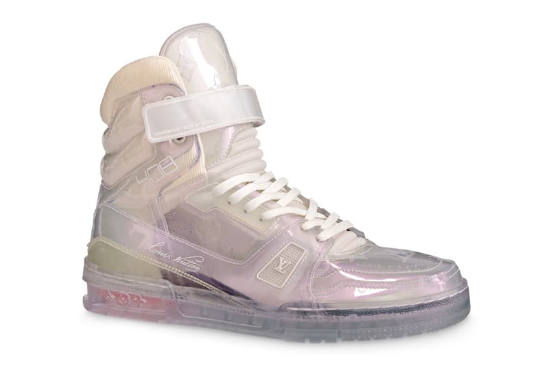 プリズムカラーのクリア素材を纏ったLV ハイトップ トレイナーの新作が登場 Louis Vuitton LV Trainer Sneaker Virgil Abloh release info