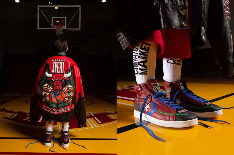 チャイナタウン マーケット NBA からインスパイアされた Chinatown Market × Converse のコラボフットウエアが登場 converse chinatown market nba collection jeff hamilton championship jackets chicago bulls los angeles lakers chuck 70 pro leather hi official release date info photos price store list buying guide