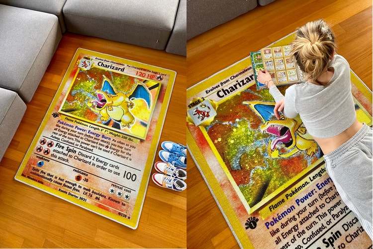 『ポケモンカード』の初期版リザードンを忠実に再現したラグが登場