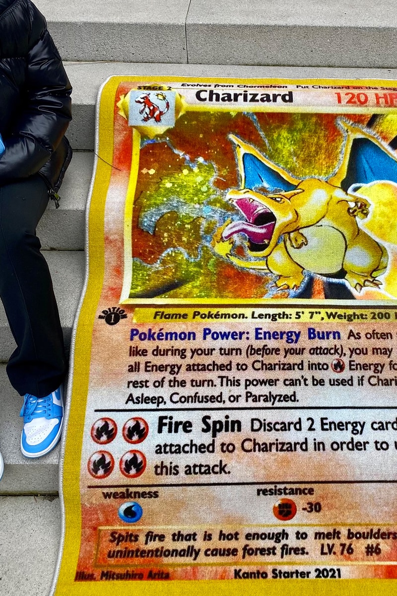 『ポケモンカード』の初期版リザードンを忠実に再現したラグが登場 Kanto Starter Pokémon Charizard First Edition Base Rug Release Info Buy Price Logan Paul