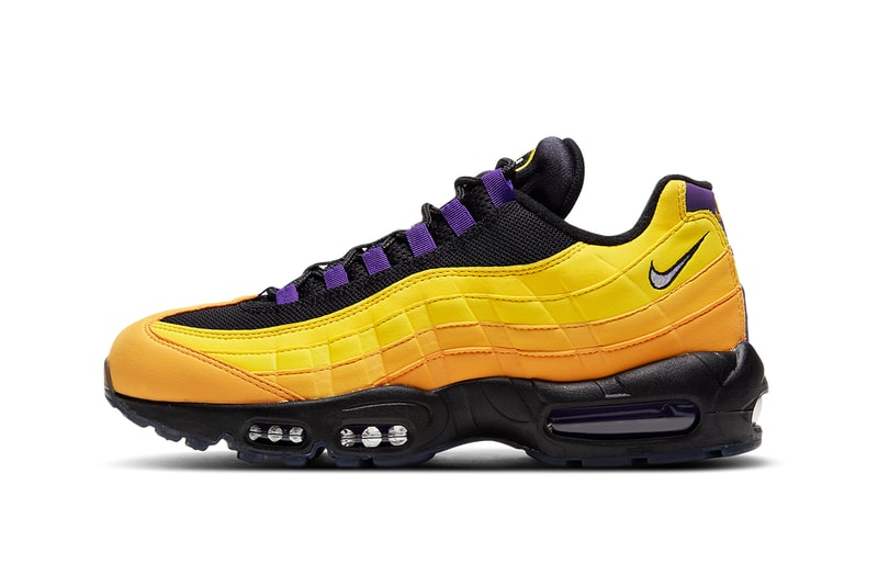 ナイキ エアマックス95 Nike からレブロン・ジェームズの功績を称えるレイカーズカラーの Air Max 95 が登場 lebron james nike air max 95 la lakers black white amarillo court purple  CZ3624 001 release date info store list buying guide price photos achievements 