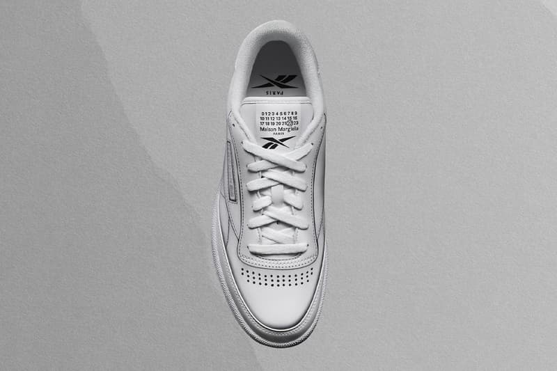 メゾンマルジェラ x リーボックからクラブCのコラボモデルが登場 maison margiela reebok club trome l'oeil release details buy cop purchase white black leather collaboration