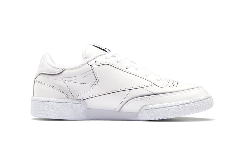 メゾンマルジェラ x リーボックからクラブCのコラボモデルが登場 maison margiela reebok club trome l'oeil release details buy cop purchase white black leather collaboration