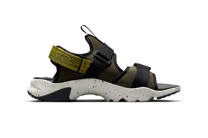 ナイキからエアモワブに着想したサステナブルサンダル キャニオンの新色が登場 nike acg canyon sandal cargo khaki bright citron release info