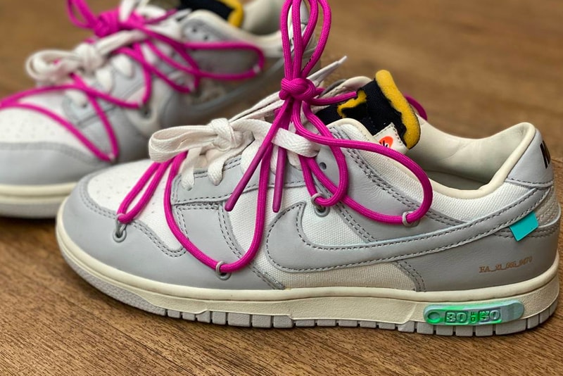 オフホワイト ナイキ “ザ・50” Off-White™ x Nike によるコラボプロジェクト “The 50” のうちの1足のビジュアルが公開 Off-White™ Nike Dunk Low THE 50 Closer Look Virgil Abloh Rumor Info
