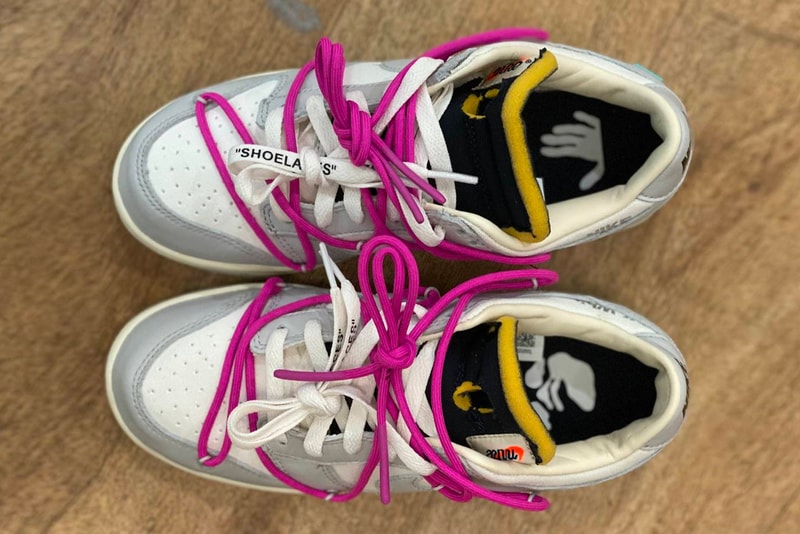 オフホワイト ナイキ “ザ・50” Off-White™ x Nike によるコラボプロジェクト “The 50” のうちの1足のビジュアルが公開 Off-White™ Nike Dunk Low THE 50 Closer Look Virgil Abloh Rumor Info
